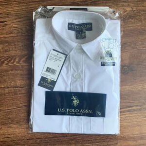 US Polo Girls Short Sleeve School Uniform Shirt White